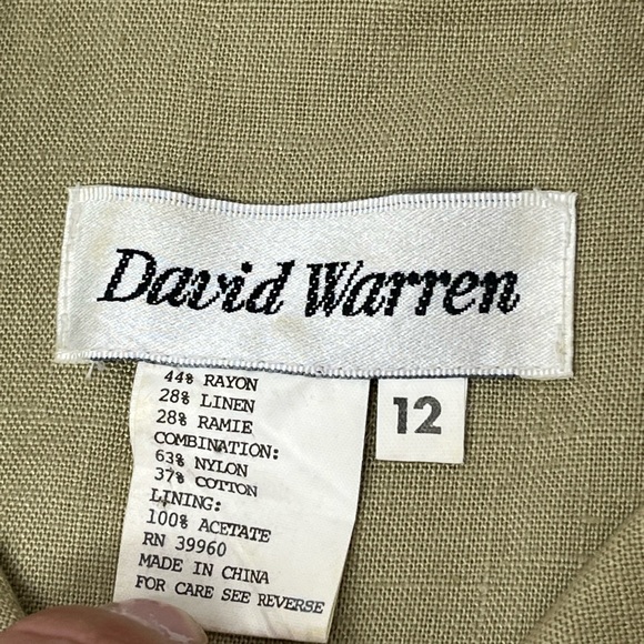 Vintage David Warren Coat Rayon, Linen, Ramie Gold Overcoat Button Women 12 GHJ1 - Picture 4 of 6